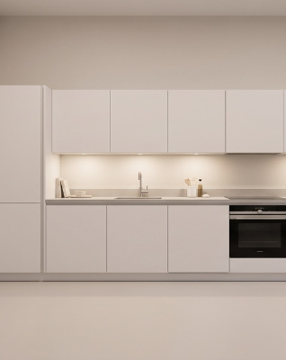 Кухня белая прямая